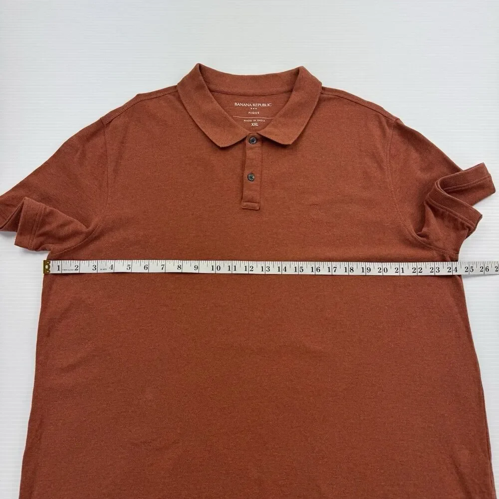 Banana Republic Polo Shirt XXL Pique Cotton Rust Preppy Normcore Classic Casual